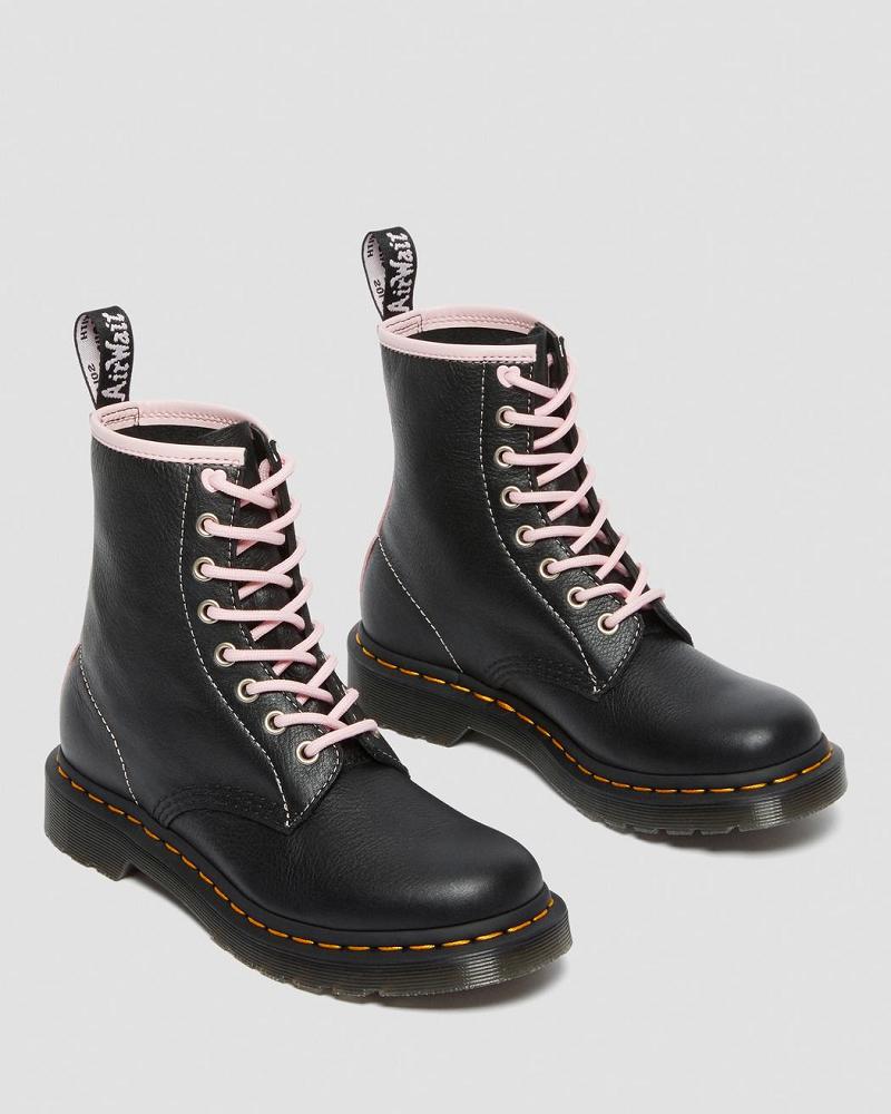 Dr Martens 1460 Contrast Lær Snørestøvletter Dame Svarte Rosa | Norge 619KOR